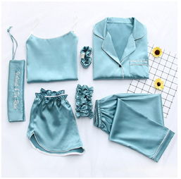 舒適與性感的完美融合 冰絲家居服七件套，打造居家精致生活